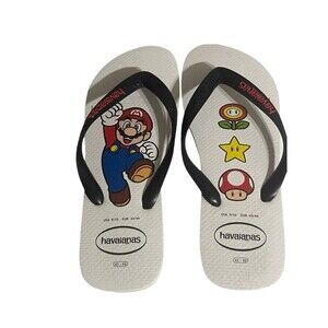 Havaianas Unisex Men’s Mario Bros Sandal White/Black Flip Flop Size 9/10 RARE